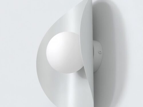 Wandlamp Diltoro grijs Ø10 cm met sculpturale vorm en witte lampenkap voor sfeervol licht