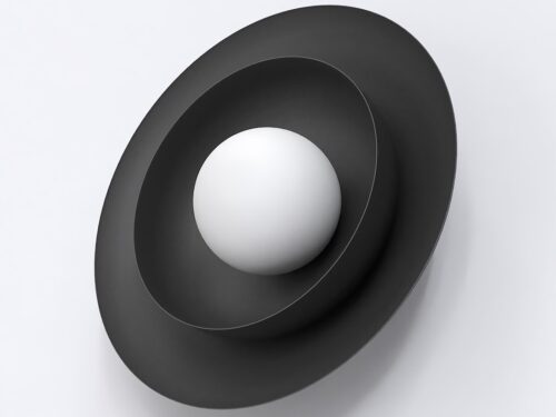 Wandlamp Guvona zwart Ø10 cm met witte bolkap, compact en modern wandmodel van gepoedercoat staal