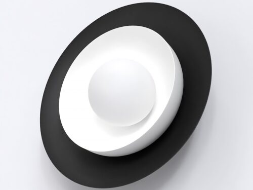 Wandlamp Ceellol zwart Ø10 cm met witte kap en gelaagd halo-effect