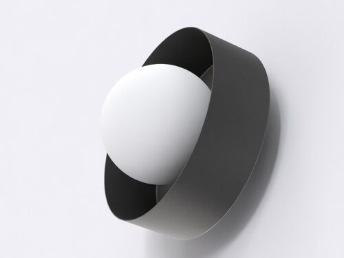 Wandlamp Caubon zwart Ø10 cm met witte kap en minimalistisch design voor zacht licht