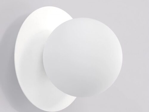 Wandlamp Trierdak wit Ø10 cm met minimalistische ronde kap en gepoedercoat staal voor zachte sfeerverlichting
