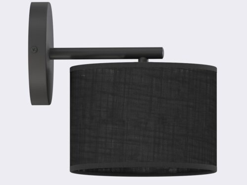Wandlamp Kloossir Zwart Ø20 cm met stoffen kap en strak minimalistisch design