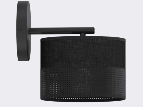 Wandlamp Breerda zwart Ø20 cm met minimalistisch stalen armatuur en zwarte stoffen kap