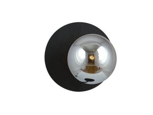 Wandlamp Cubora zwart Ø14 cm met glaskap en strak Scandinavisch design