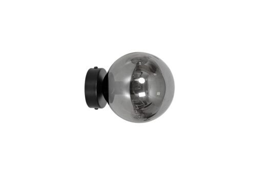 ROSSI hanglamp Sleildea zwart Ø14 cm met grafietkleurige glazen kap en moderne, compacte uitstraling