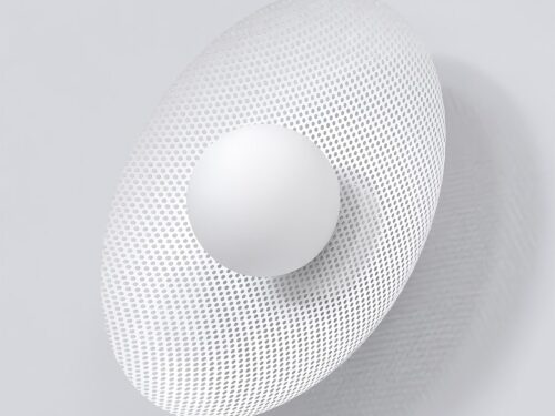 Wandlamp Biemun Wit Ø10 cm met sculpturale geperforeerde stalen kap en zacht sfeervol licht