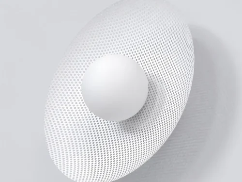 Wandlamp Biemun Wit Ø10 cm met sculpturale geperforeerde stalen kap en zacht sfeervol licht
