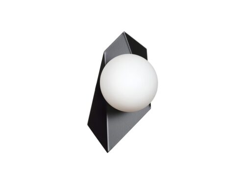 Hanglamp Parnu zwart met witte glazen kap Ø15 cm en strak, modern ontwerp