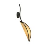 Wandlamp Danang zwart Ø12 cm met bladvormige rotan kap voor warme boho sfeerverlichting