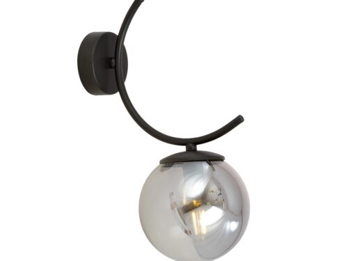 Wandlamp Briestura zwart met glazen bol en grafietkleurige kap, moderne wandarmatuur Ø14 cm