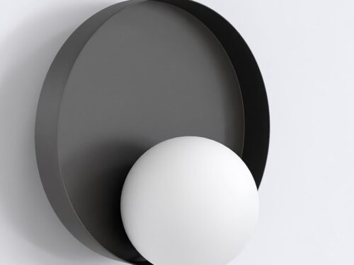 Wandlamp Grube zwart Ø10 cm met witte kap en modern halo-effect