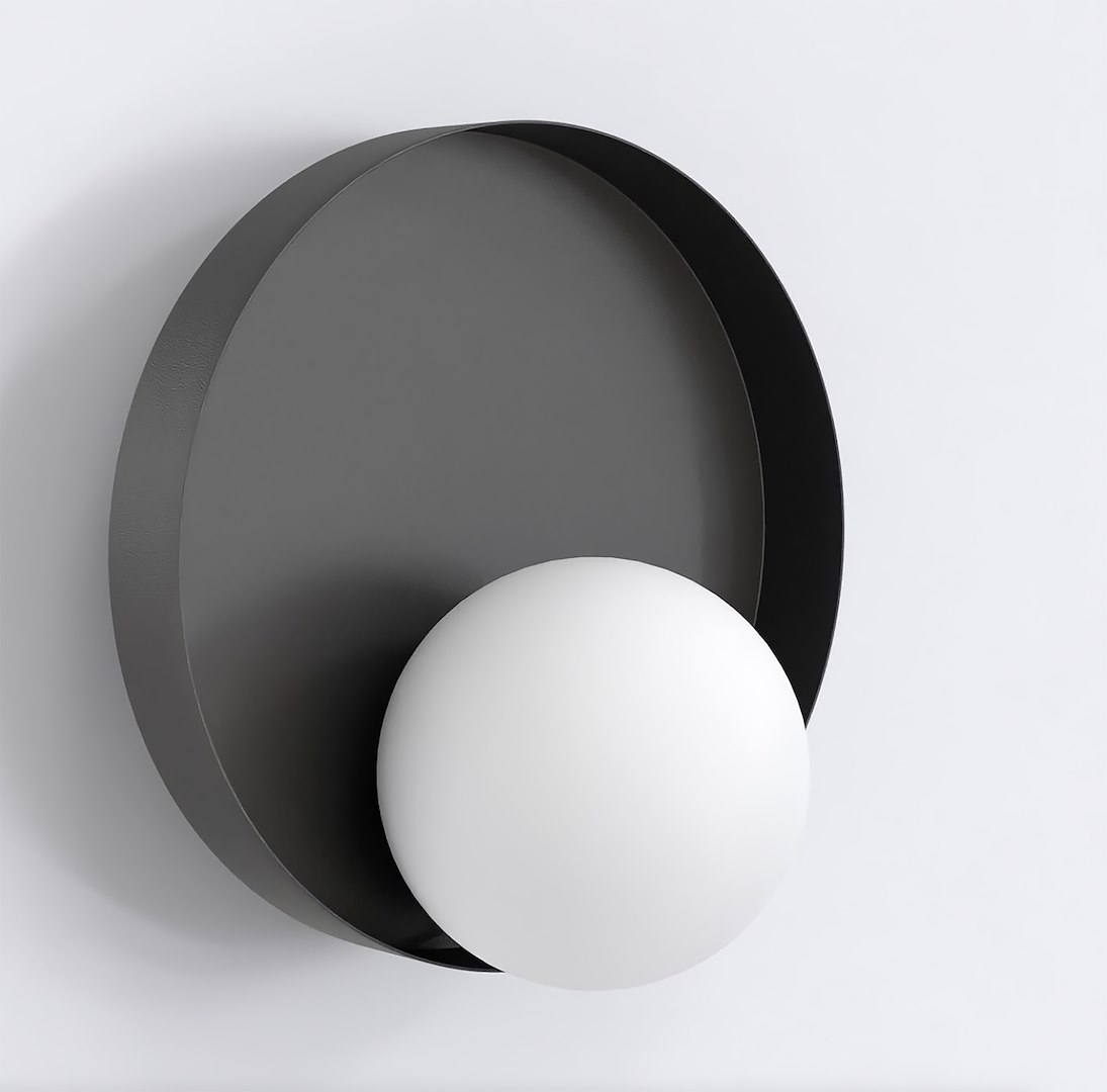 Wandlamp Grube Zwart Ø10 cm