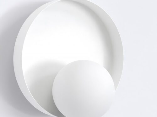 KIDO wandlamp wit Ø10 cm met minimalistische ronde vorm en zacht halo-effect uit witte gepoedercoat staal