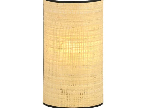 Wandlamp Skeival Zwart Ø18 cm met bruine rotan kap, warme boho-uitstraling en compact design
