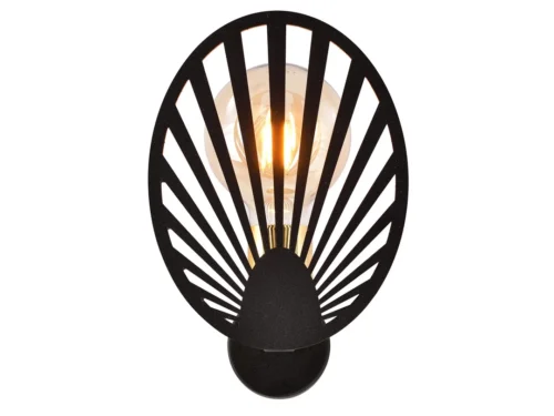 Wandlamp Haaskena zwart gepoedercoat staal met opengewerkt, modern ontwerp en E27-fitting