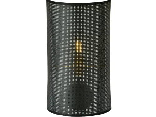 Wandlamp Naussy zwart Ø18 cm met geperforeerde kap en warme industriële uitstraling