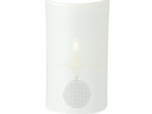 Wandlamp Sleinnun Zwart Ø18 cm met witte geperforeerde kap en warm gouden licht