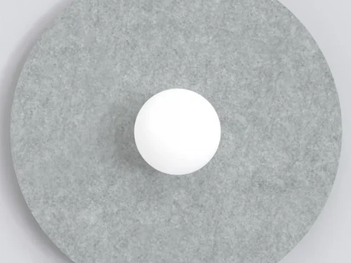 Wandlamp Gammond grijs van vilten materiaal met ronde vorm en zachte boho uitstraling