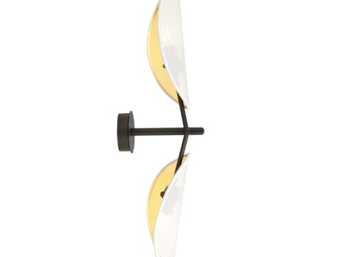 Wandlamp Zoltena zwart Ø12 cm met witte en gouden lampenkappen, modern en decoratief wandontwerp