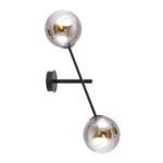 Wandlamp Jenir zwart Ø14 cm met grafietglas en twee ronde lichtbollen