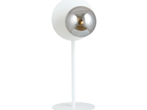 Tafellamp OSLO wit met grafietkleurige kap, compact Ø14 cm, strak Scandinavisch design