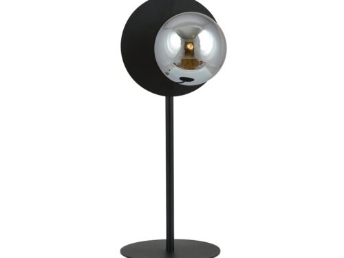 Tafellamp Tanse Zwart Ø14 cm met strak zwart armatuur en grafieten lampenkap, Scandinavische uitstraling
