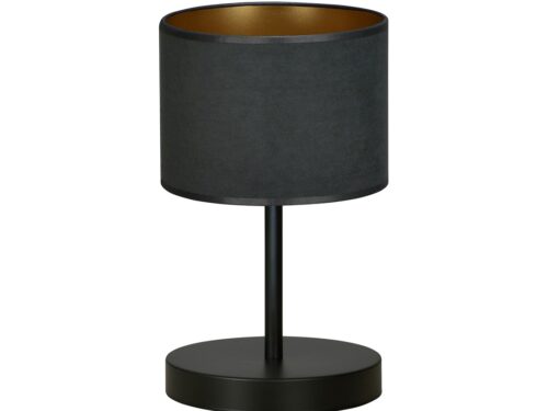 Tafellamp Vummand zwart Ø20 cm met stoffen kap en gepoedercoat stalen voet, minimalistisch design