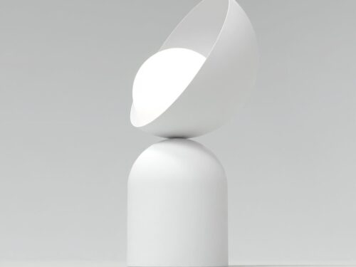 Witte Tafellamp Fledio Ø10 cm van gepoedercoat staal, moderne Scandinavische vorm met zacht sfeervol licht