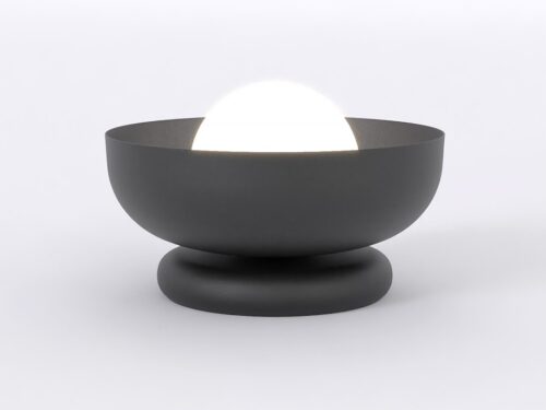 Tafellamp Flussin Zwart Ø10 cm met witte kap, compact en minimalistisch design