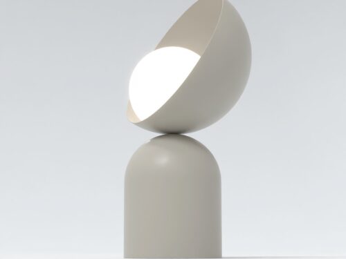 Tafellamp Preesino Wit Ø10 cm met sculpturaal design en witte lampenkap, rustig Scandinavisch stijlvol