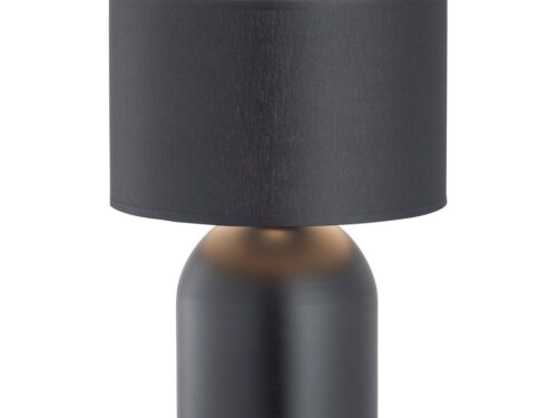 Zwarte tafellamp Fenni Ø25 cm met stoffen kap en Scandinavische uitstraling