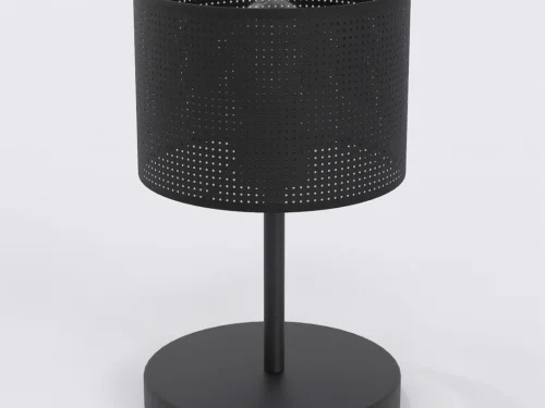 Tafellamp Zoornio Zwart Ø20 cm met cilindrische metalen kap en zwarte ronde voet