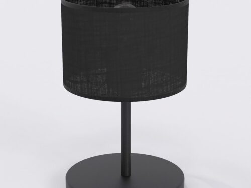 Tafellamp Baasto zwart Ø20 cm met stoffen kap, minimalistisch design en zachte lichtverdeling