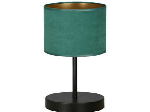Hilde tafellamp zwart met groene stoffen lampenkap Ø20 cm en minimalistisch design