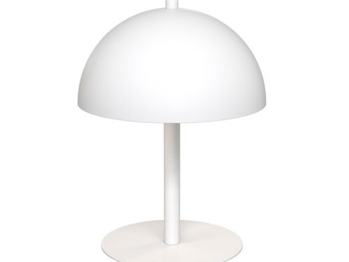 Witte Tafellamp Keirnu Ø18 cm met halfronde kap en poedergecoat staal voor zachte, diffuse lichtval