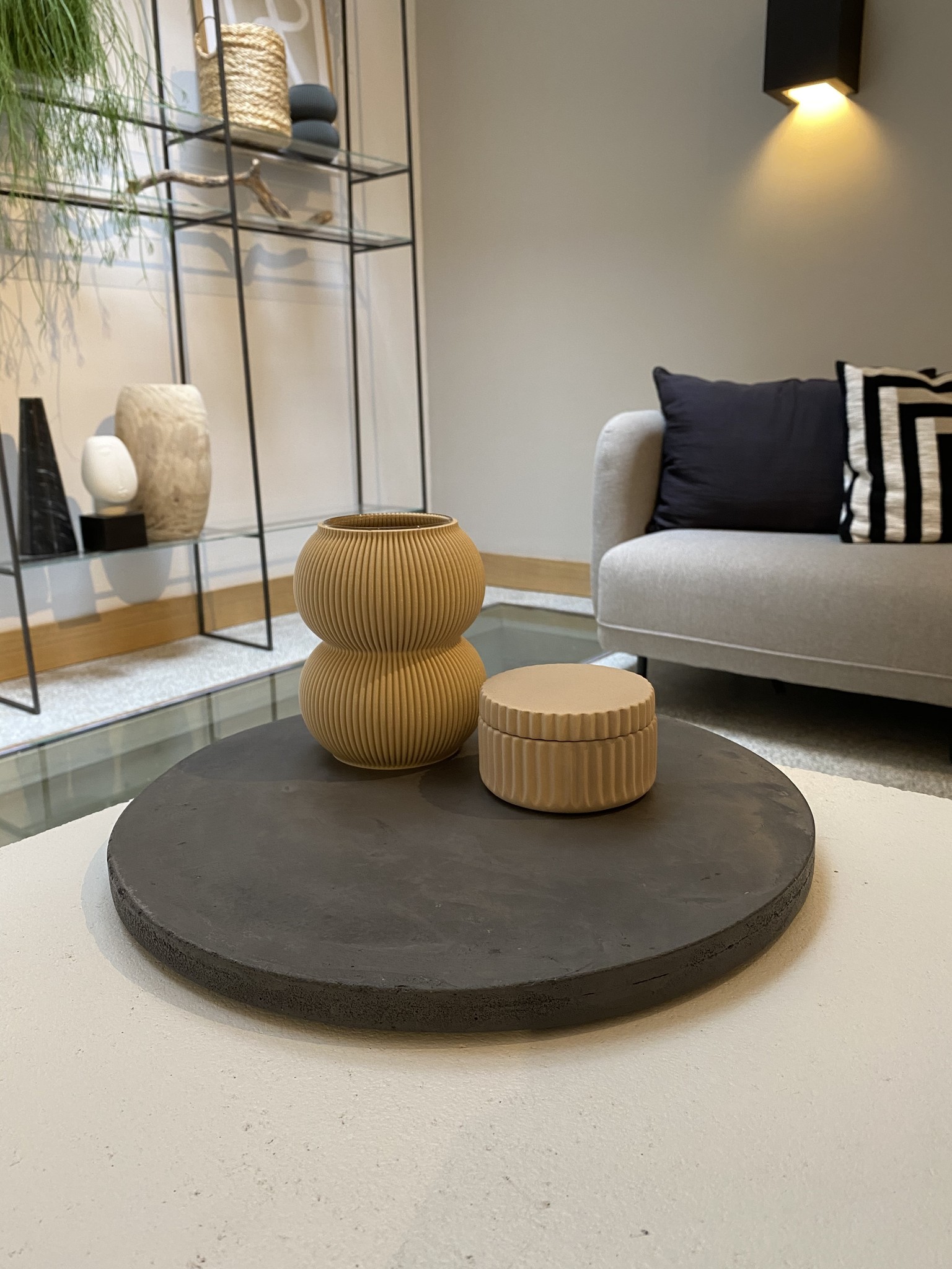 Vaas Faultond Beton Grijs Ø45 cm - Afbeelding 2