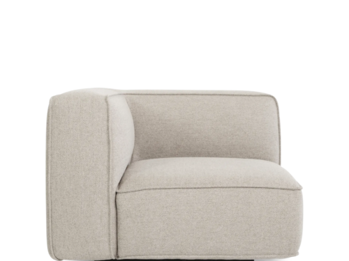 Hoekbank Golles in lichtbeige met royale vorm en zachte, neutrale uitstraling