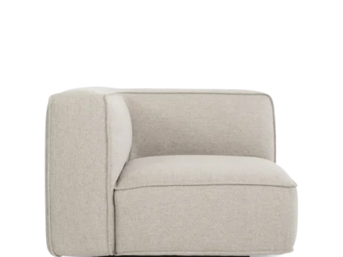 Hoekbank Golles in lichtbeige met royale vorm en zachte, neutrale uitstraling