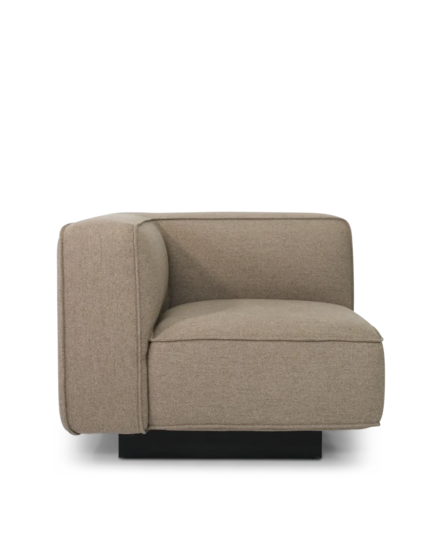 Hoekbank Veestum modulaire hoekmodule in donkerbeige met strak, comfortabel ontwerp