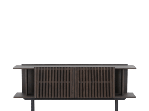 Dressoir Peskora Eiken met rookbruin eiken lamellen en matzwart metalen frame