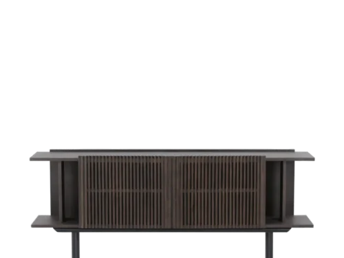 Dressoir Peskora Eiken met rookbruin eiken lamellen en matzwart metalen frame