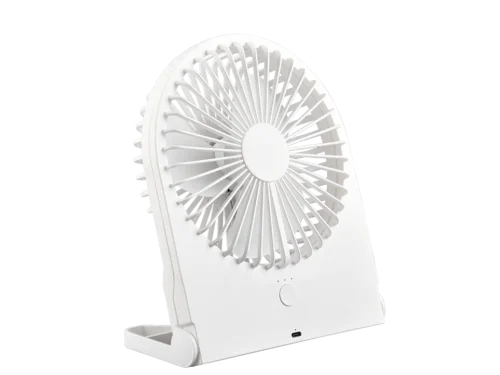 Witte Skumin kunststof tafelventilator met compact design en drie snelheden