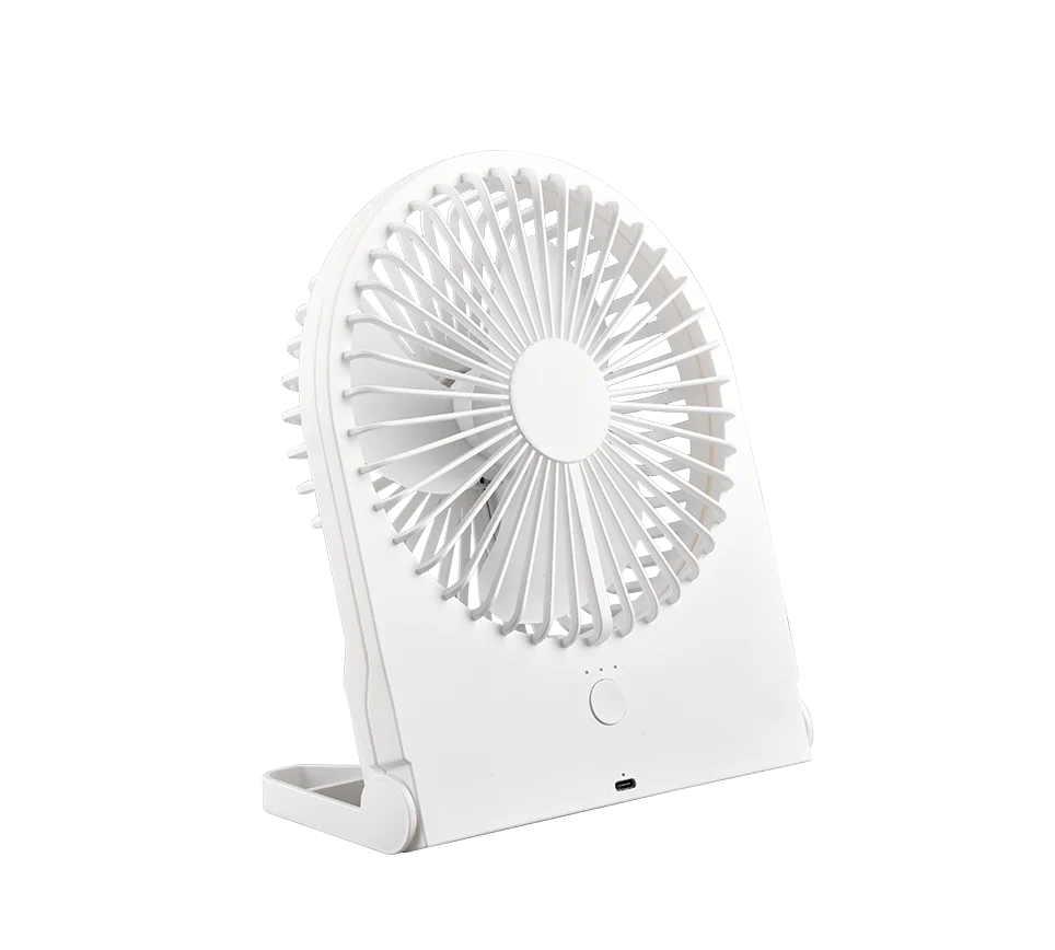 Witte Skumin kunststof tafelventilator met compact design en drie snelheden
