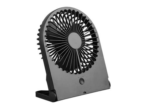 BREEZY kunststof ventilator zwart met oplaadbare USB-batterij en verstelbare standaard