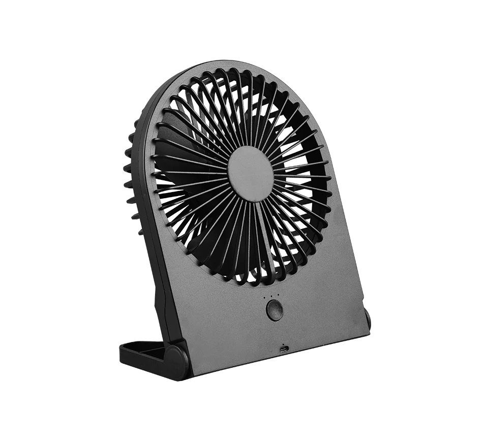 BREEZY kunststof ventilator zwart met oplaadbare USB-batterij en verstelbare standaard