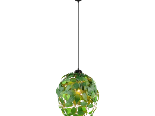 Hanglamp Roolvero mat zwart met groene bladeren, Ø38 cm, modern en in hoogte verstelbaar