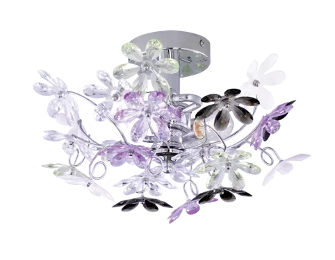 Wandlamp Steinol chroom Ø38 cm met multicolor acryl bloemen en ronde decoratieve vorm