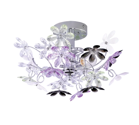 Wandlamp Steinol chroom Ø38 cm met multicolor acryl bloemen en ronde decoratieve vorm
