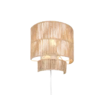 Wandlamp Dolella Papier Ø24,5 cm met natuurlijke bruin-witte kap en warme lichtuitstraling