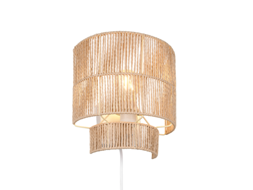 Wandlamp Dolella Papier Ø24,5 cm met natuurlijke bruin-witte kap en warme lichtuitstraling